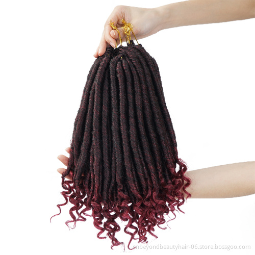 wholesale free nature soft dread ombre synthetic crochet braids hair extensions curly sister goddess faux locs